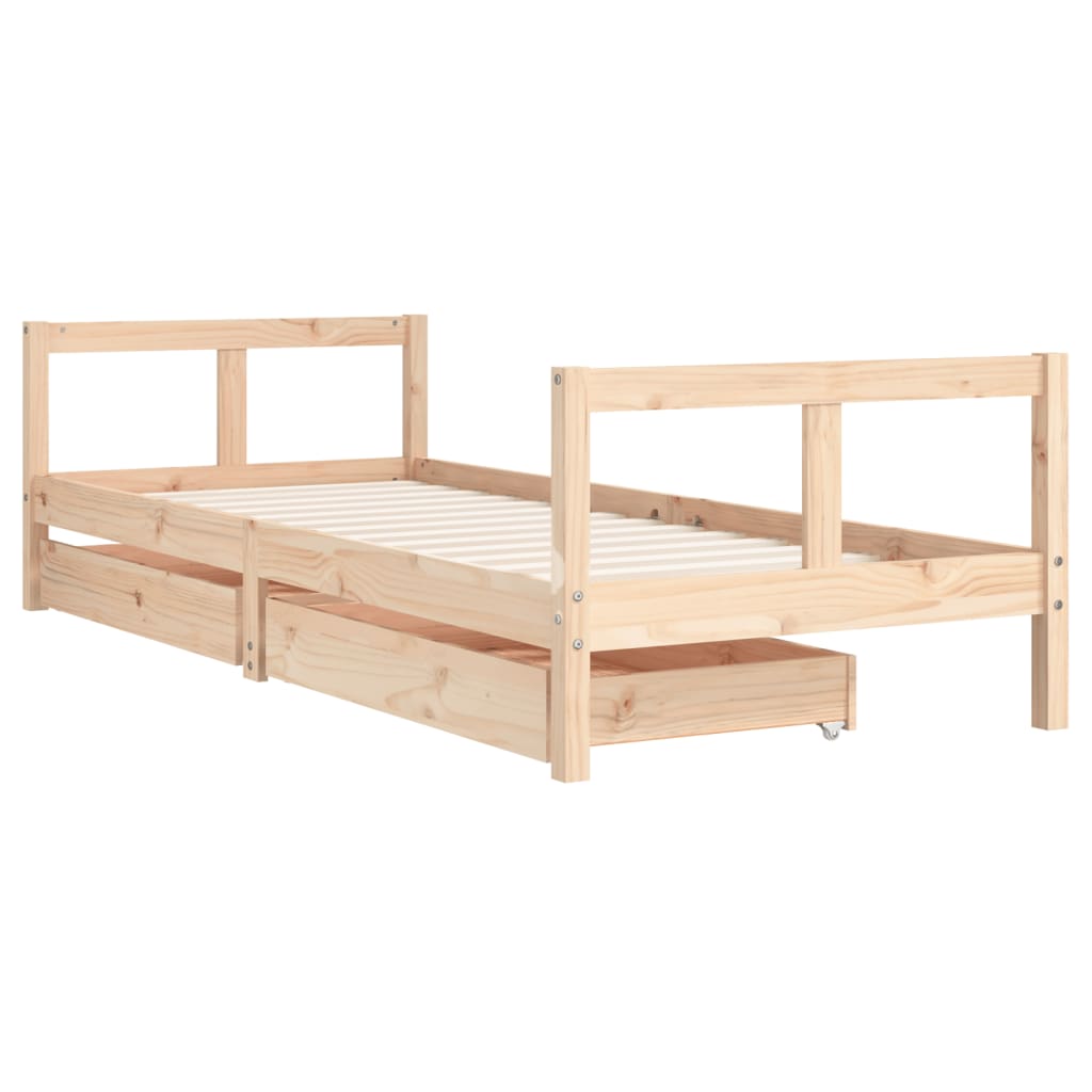 Kinderbedframe met lades 90x200 cm massief grenenhout