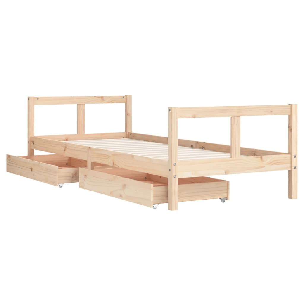 Kinderbedframe met lades 90x200 cm massief grenenhout