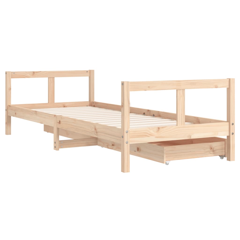 Kinderbedframe met lades 90x200 cm massief grenenhout