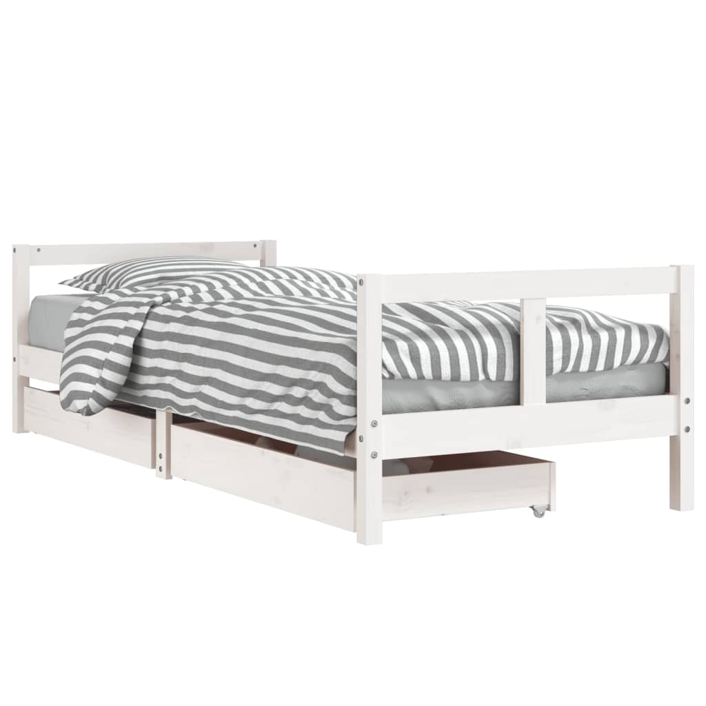 Kinderbedframe met lades 90x200 cm massief grenenhout