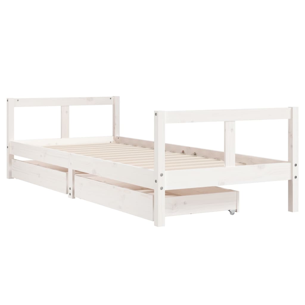 Kinderbedframe met lades 90x200 cm massief grenenhout