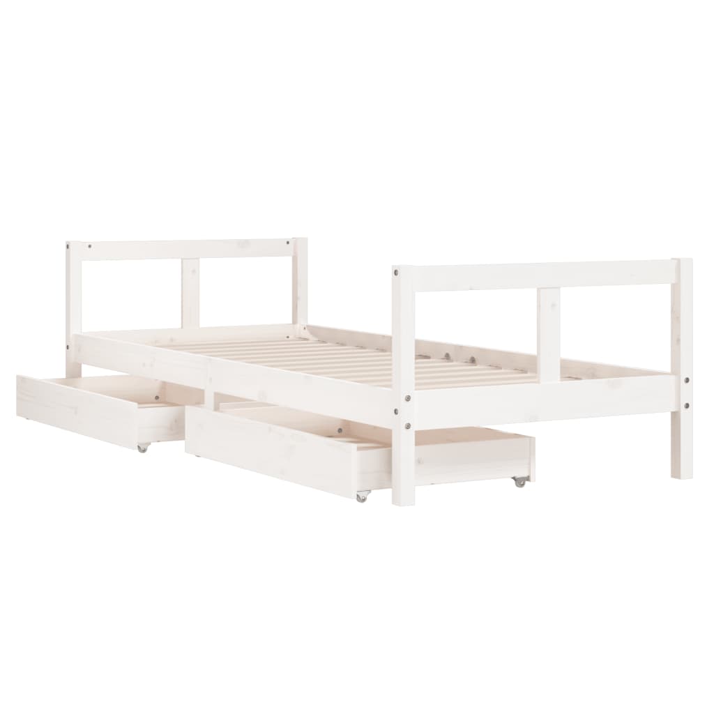 Kinderbedframe met lades 90x200 cm massief grenenhout