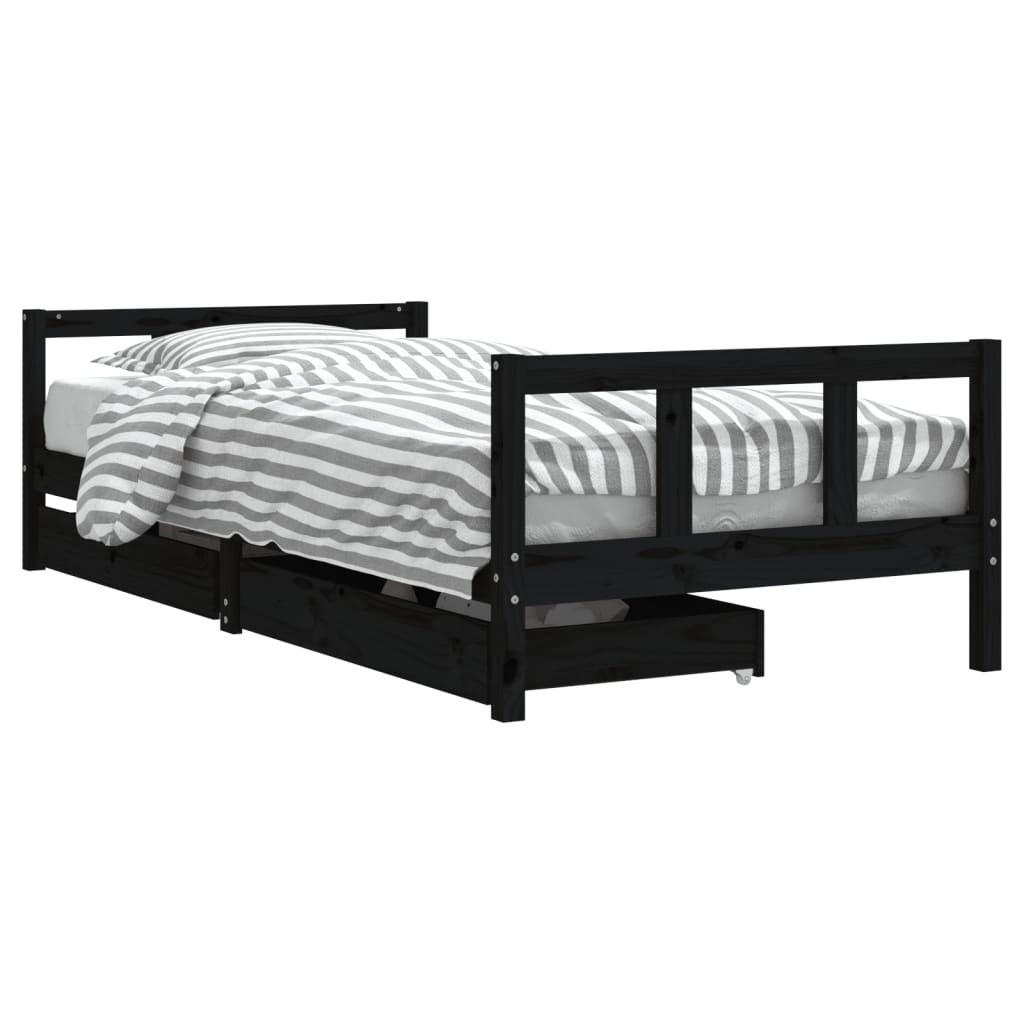 Kinderbedframe met lades 90x200 cm massief grenenhout