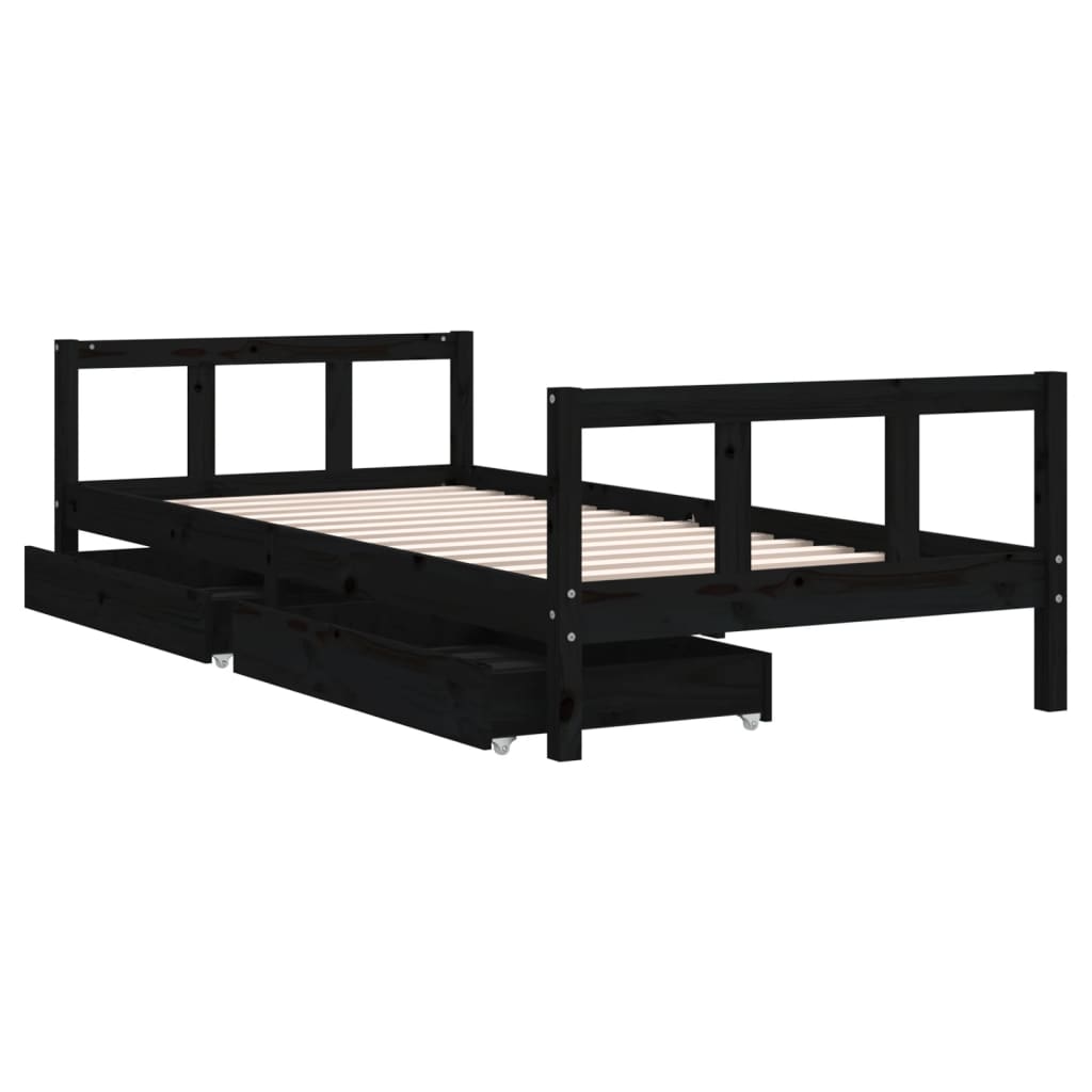 Kinderbedframe met lades 90x200 cm massief grenenhout