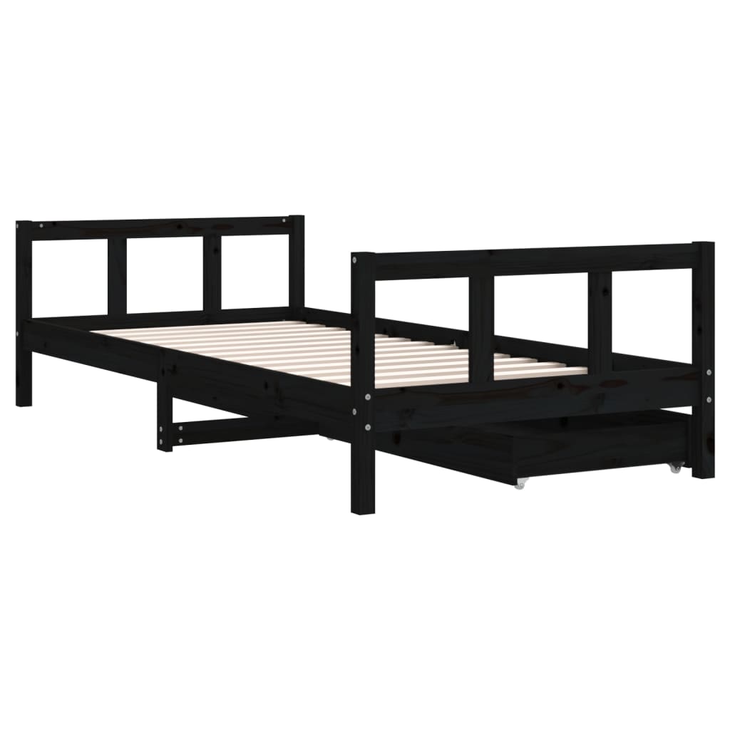 Kinderbedframe met lades 90x200 cm massief grenenhout