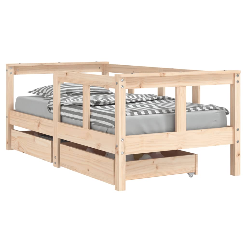 Kinderbedframe met lades 90x200 cm massief grenenhout