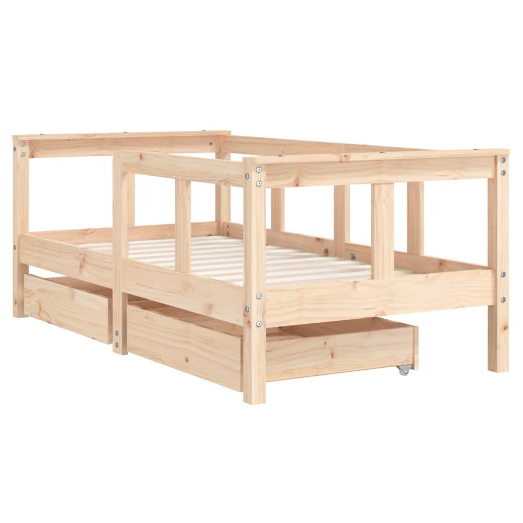 Kinderbedframe met lades 90x200 cm massief grenenhout