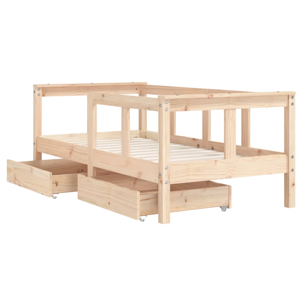 Kinderbedframe met lades 90x200 cm massief grenenhout