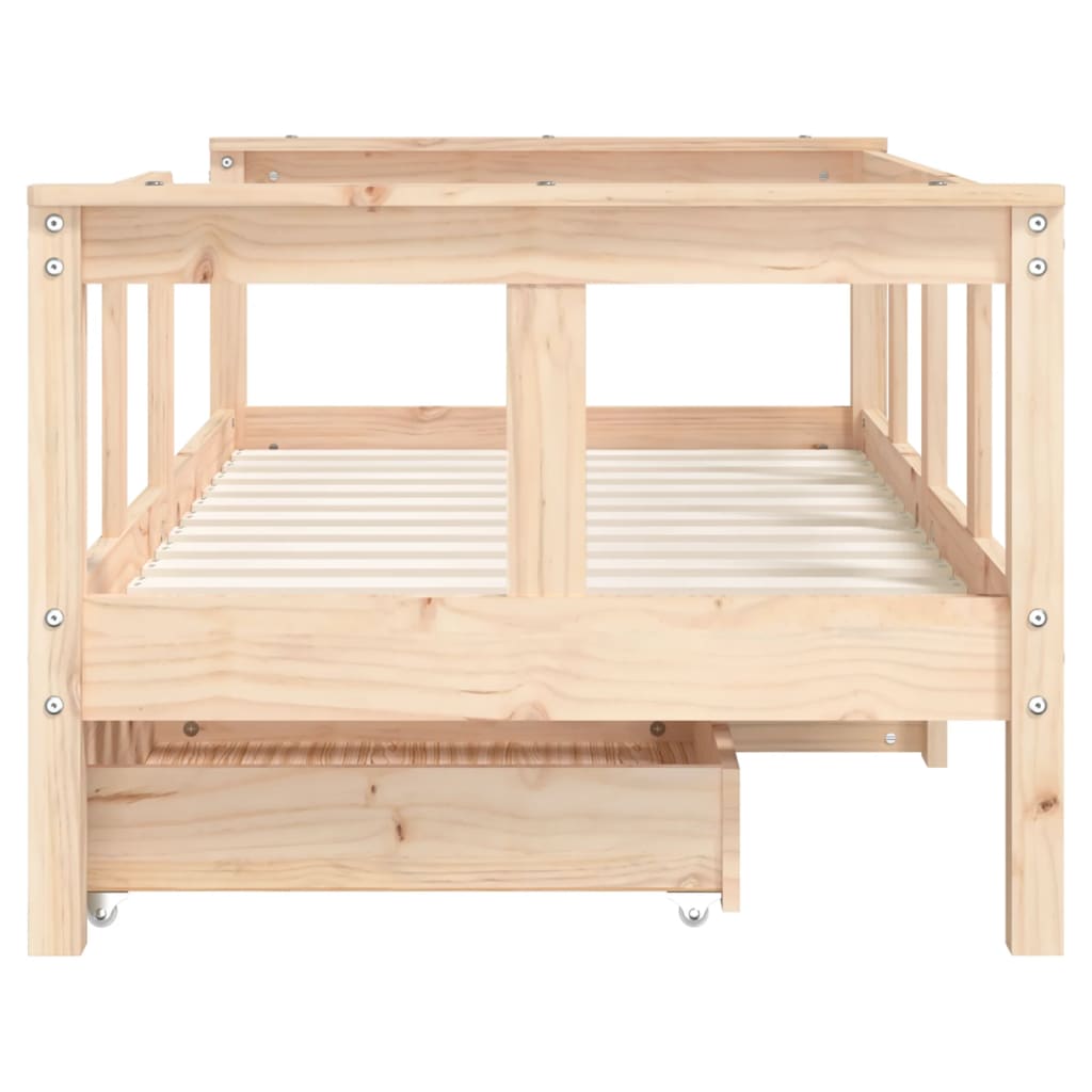 Kinderbedframe met lades 90x200 cm massief grenenhout