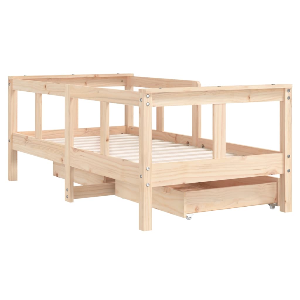 Kinderbedframe met lades 90x200 cm massief grenenhout