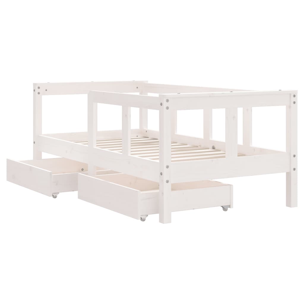 Kinderbedframe met lades 90x200 cm massief grenenhout