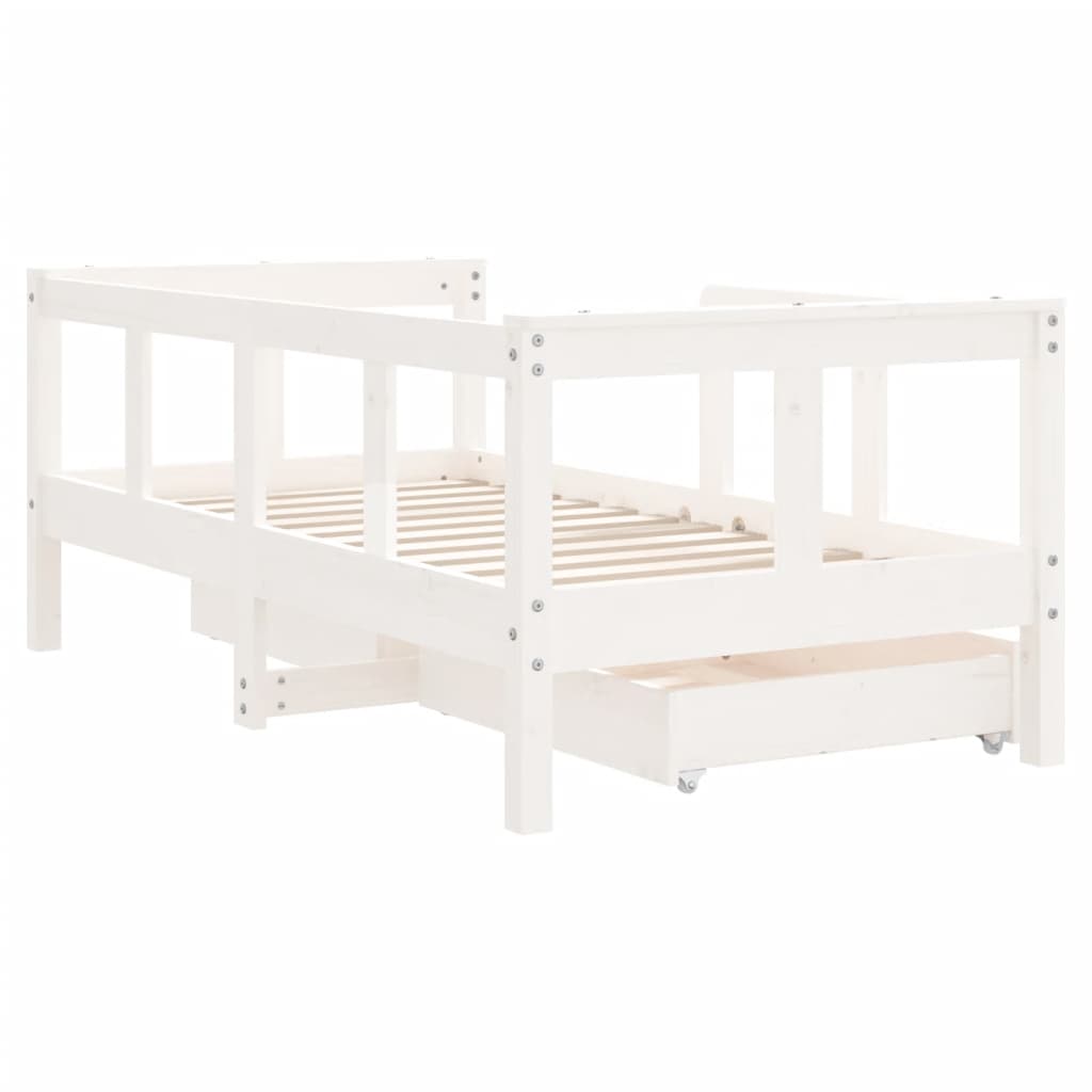 Kinderbedframe met lades 90x200 cm massief grenenhout