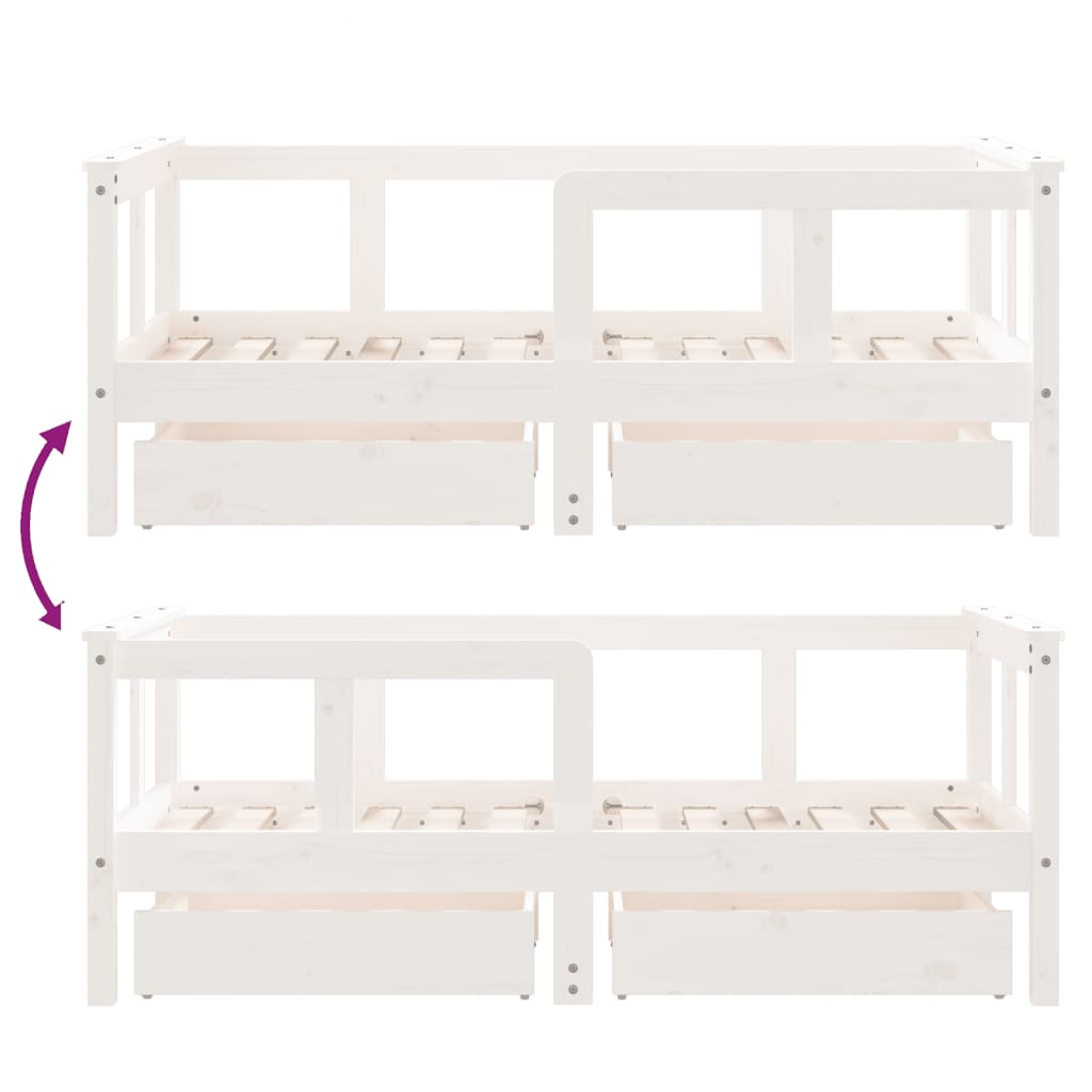 Kinderbedframe met lades 90x200 cm massief grenenhout