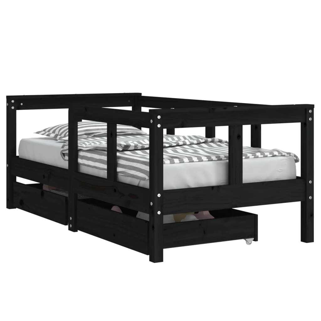 Kinderbedframe met lades 90x200 cm massief grenenhout