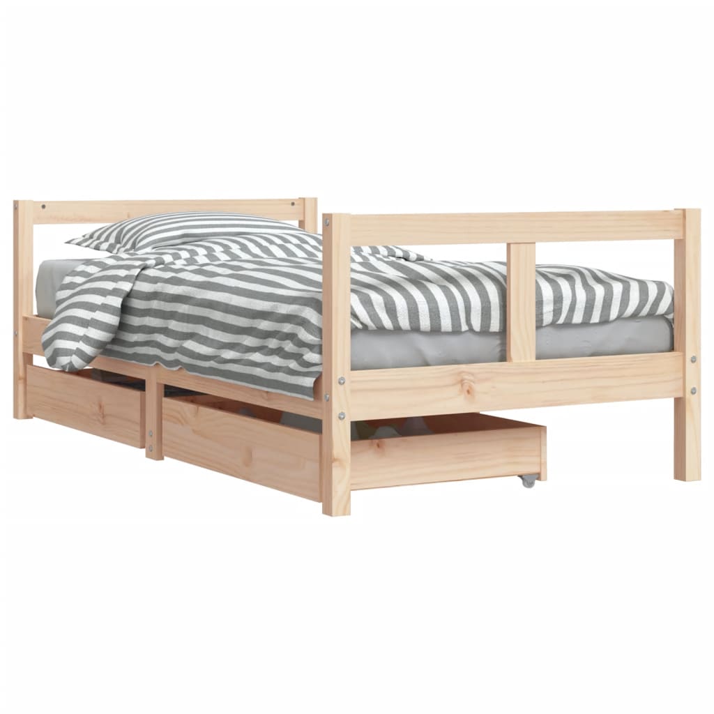 Kinderbedframe met lades 90x200 cm massief grenenhout