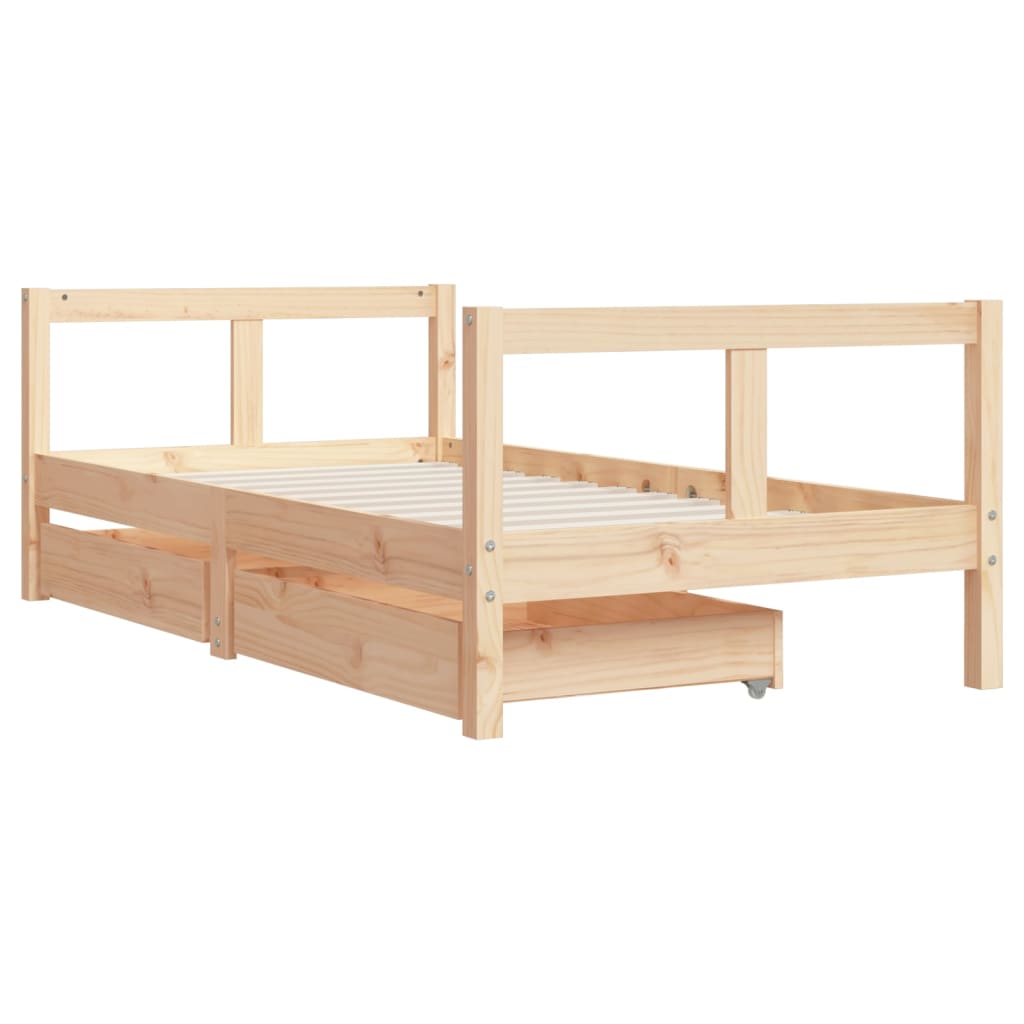 Kinderbedframe met lades 90x200 cm massief grenenhout