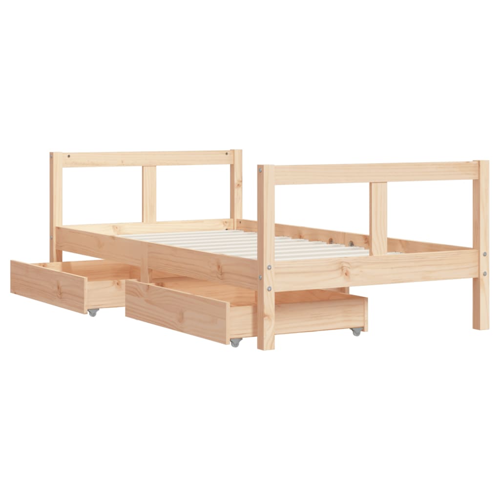 Kinderbedframe met lades 90x200 cm massief grenenhout