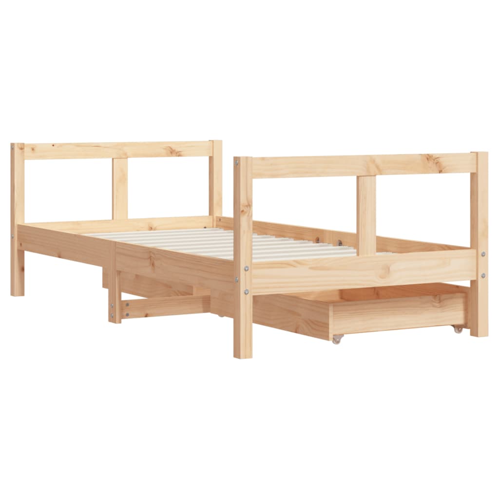 Kinderbedframe met lades 90x200 cm massief grenenhout