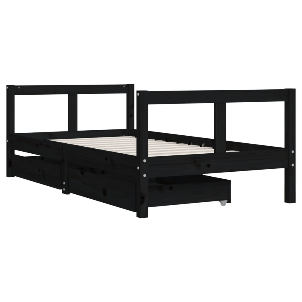 Kinderbedframe met lades 90x200 cm massief grenenhout