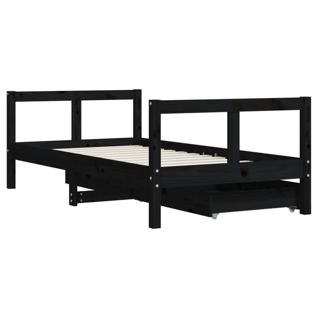 Kinderbedframe met lades 90x200 cm massief grenenhout