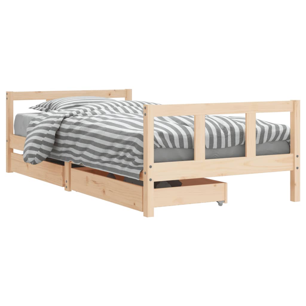 Kinderbedframe met lades 90x200 cm massief grenenhout