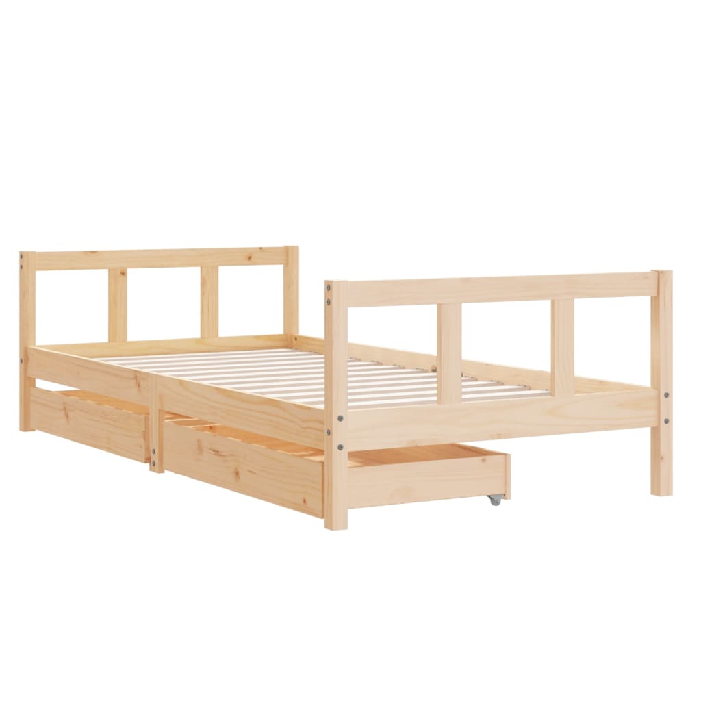 Kinderbedframe met lades 90x200 cm massief grenenhout