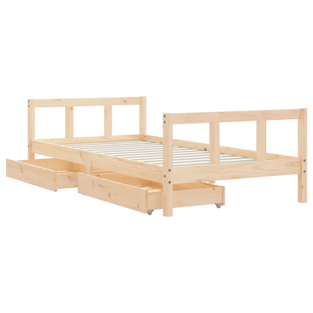 Kinderbedframe met lades 90x200 cm massief grenenhout