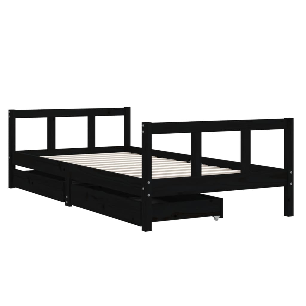 Kinderbedframe met lades 90x200 cm massief grenenhout