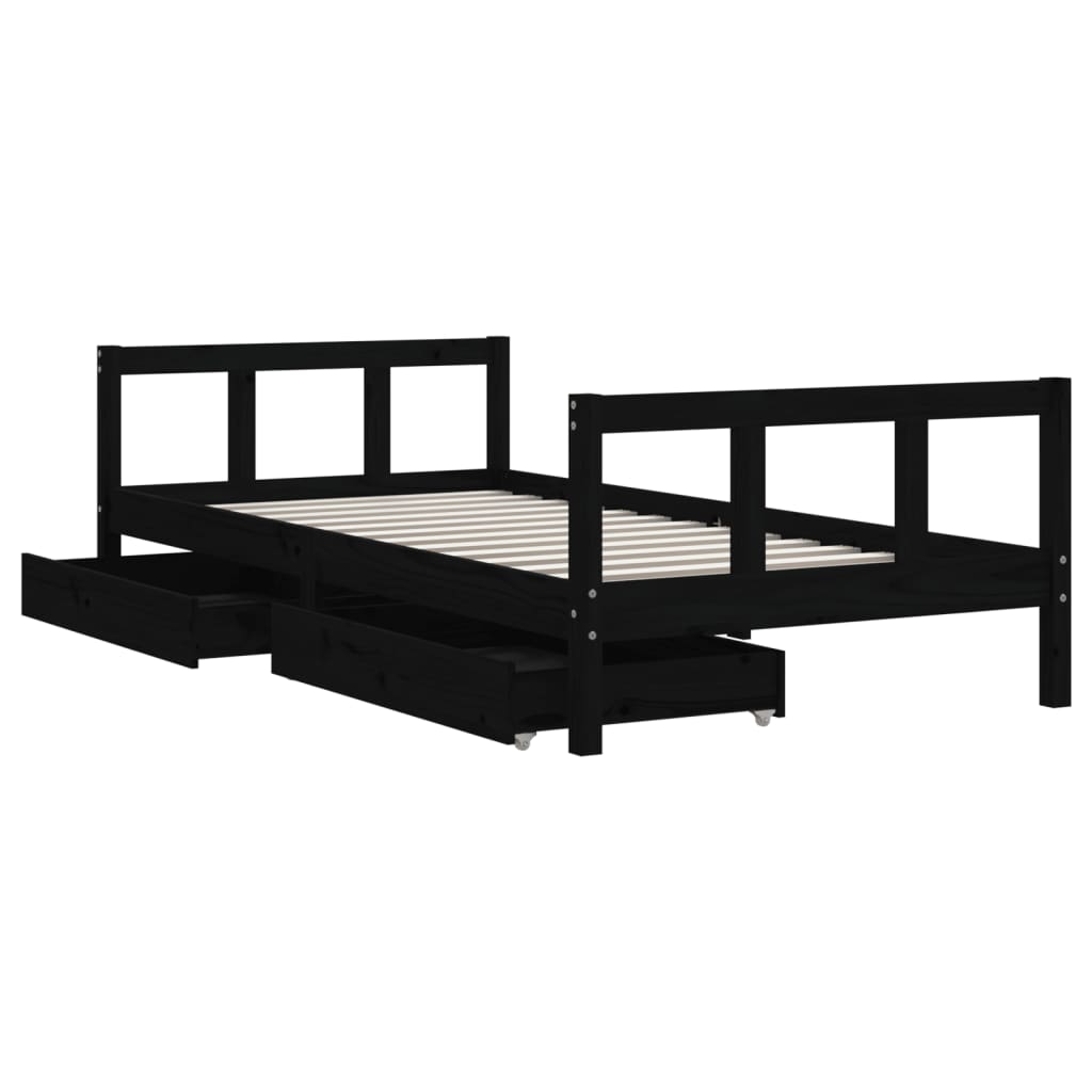 Kinderbedframe met lades 90x200 cm massief grenenhout