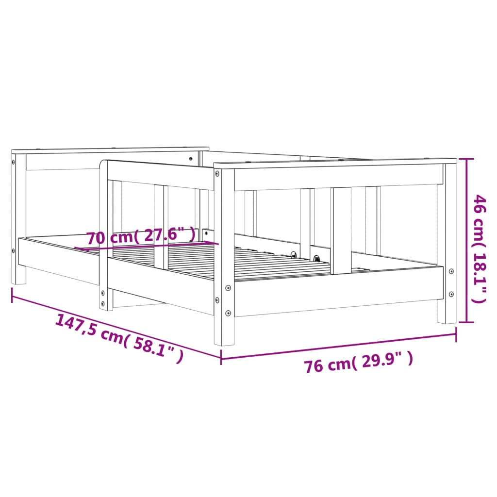 Kinderbedframe 80x160 cm massief grenenhout