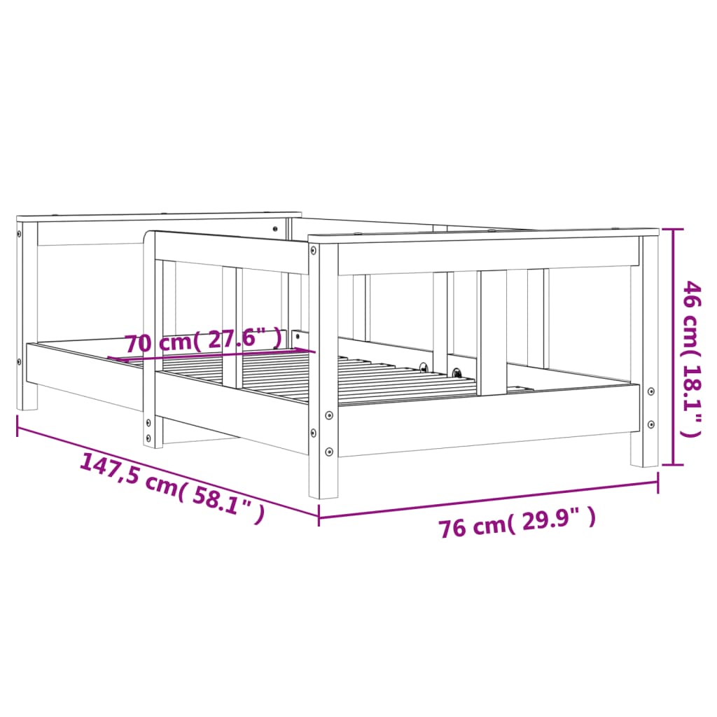 Kinderbedframe 80x160 cm massief grenenhout