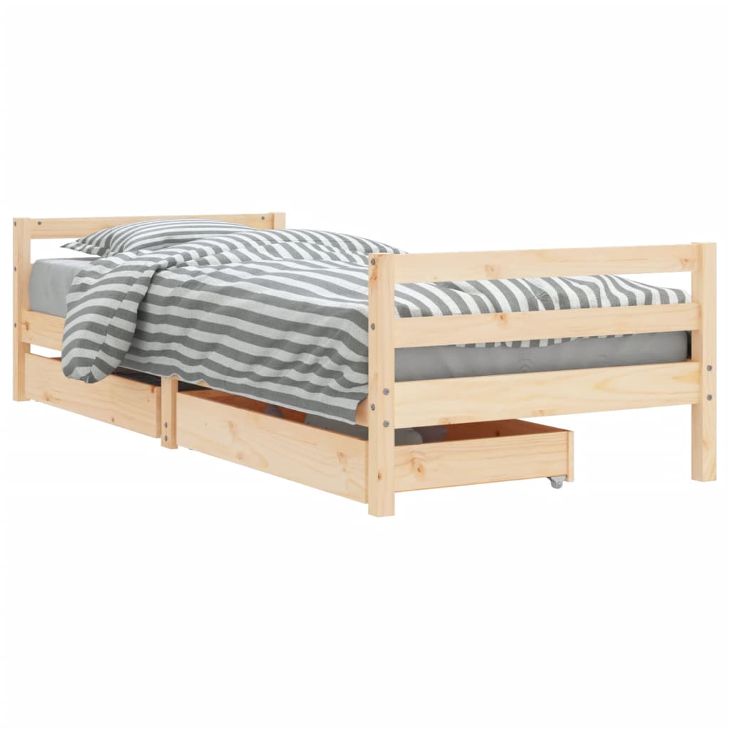 Kinderbedframe met lades 80x200 cm massief grenenhout