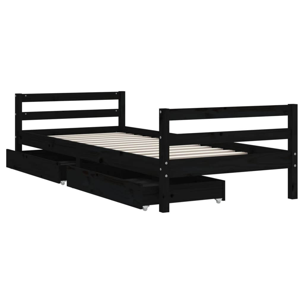 Kinderbedframe met lades 80x200 cm massief grenenhout