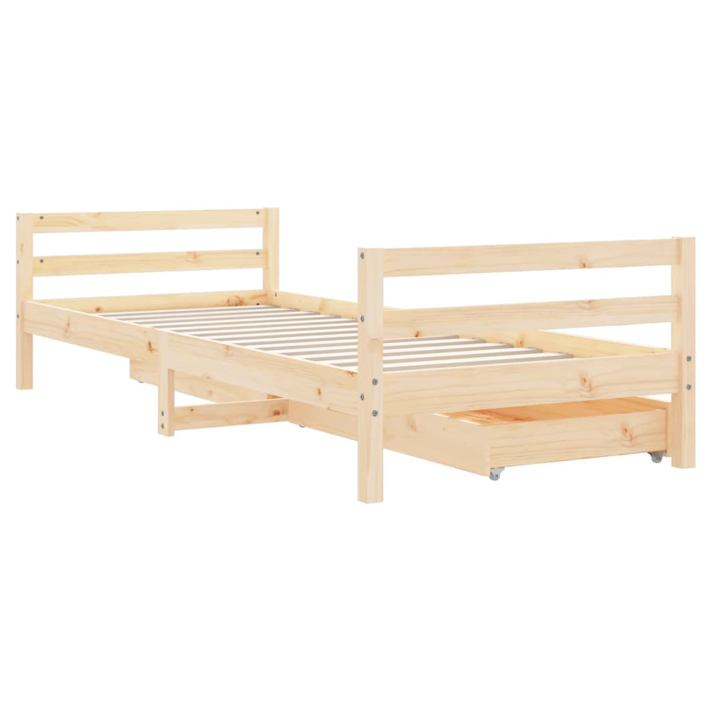 Kinderbedframe met lades 80x200 cm massief grenenhout