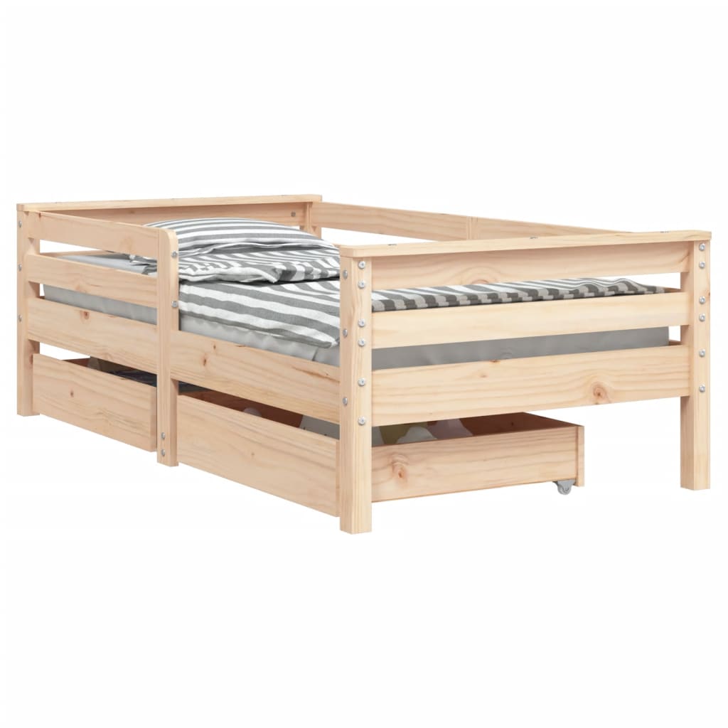 Kinderbedframe met lades 80x200 cm massief grenenhout