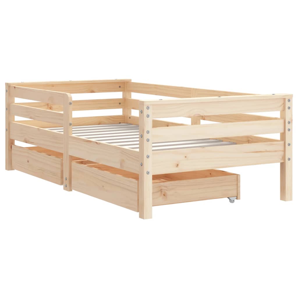 Kinderbedframe met lades 80x200 cm massief grenenhout