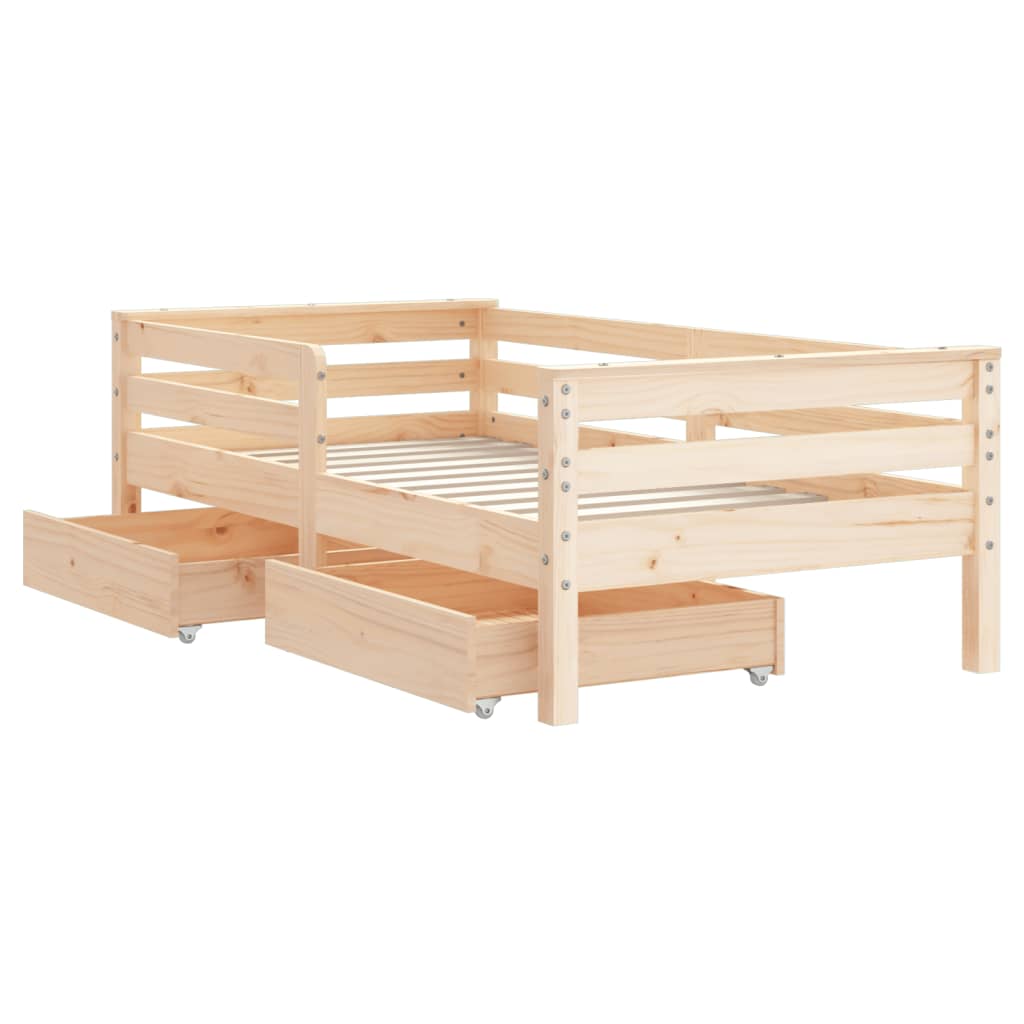 Kinderbedframe met lades 80x200 cm massief grenenhout