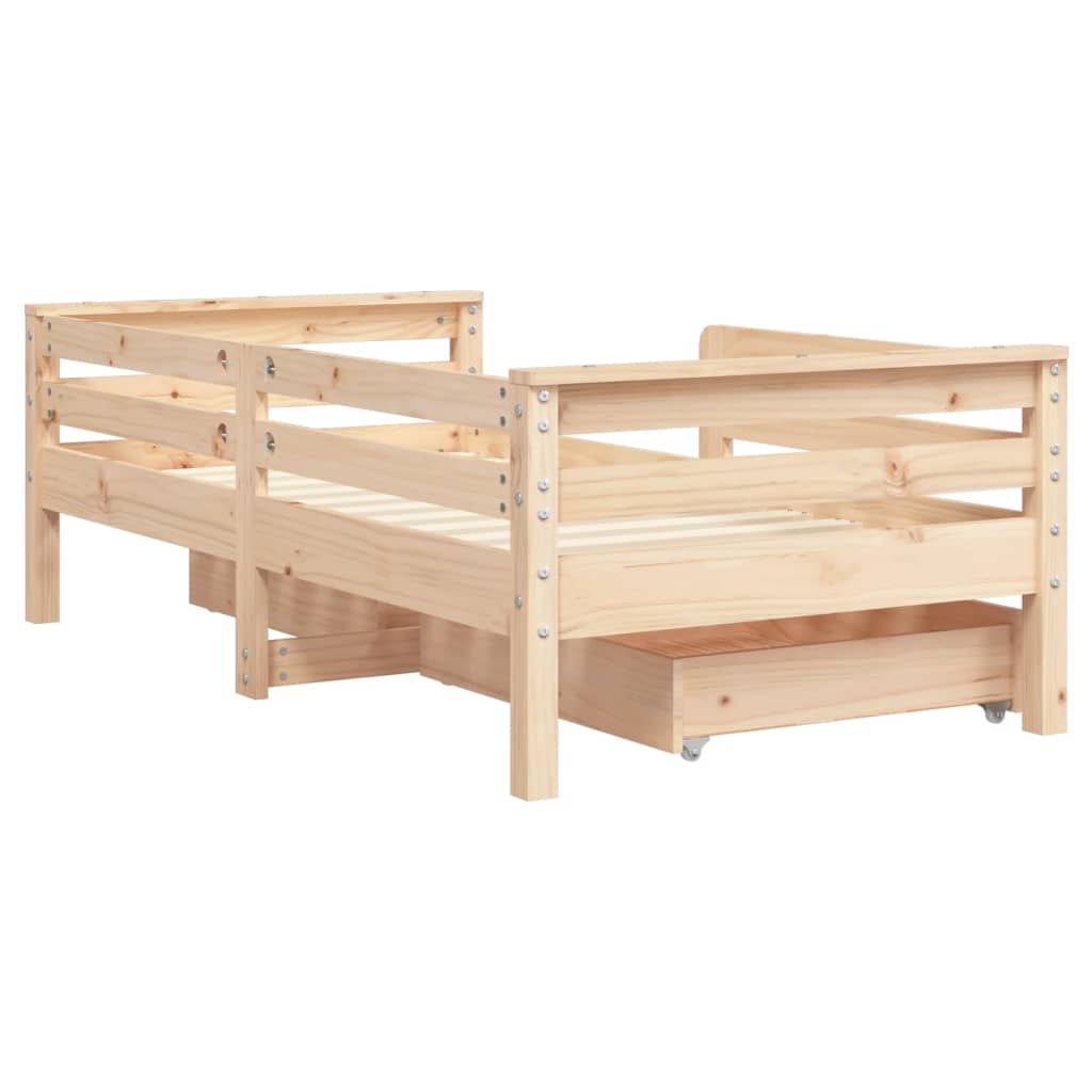 Kinderbedframe met lades 80x200 cm massief grenenhout