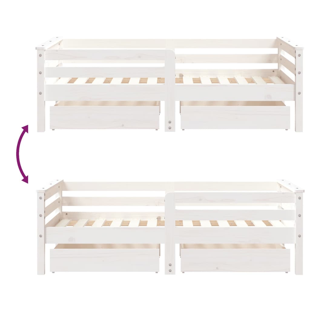 Kinderbedframe met lades 80x200 cm massief grenenhout