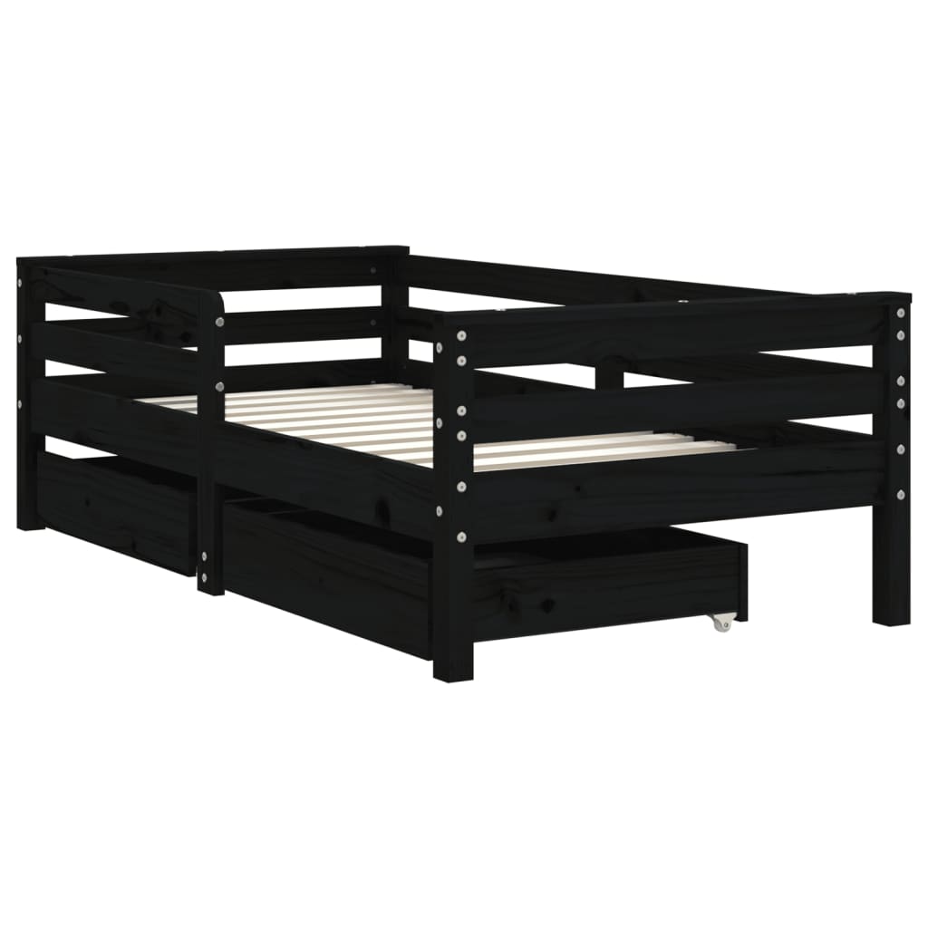 Kinderbedframe met lades 80x200 cm massief grenenhout