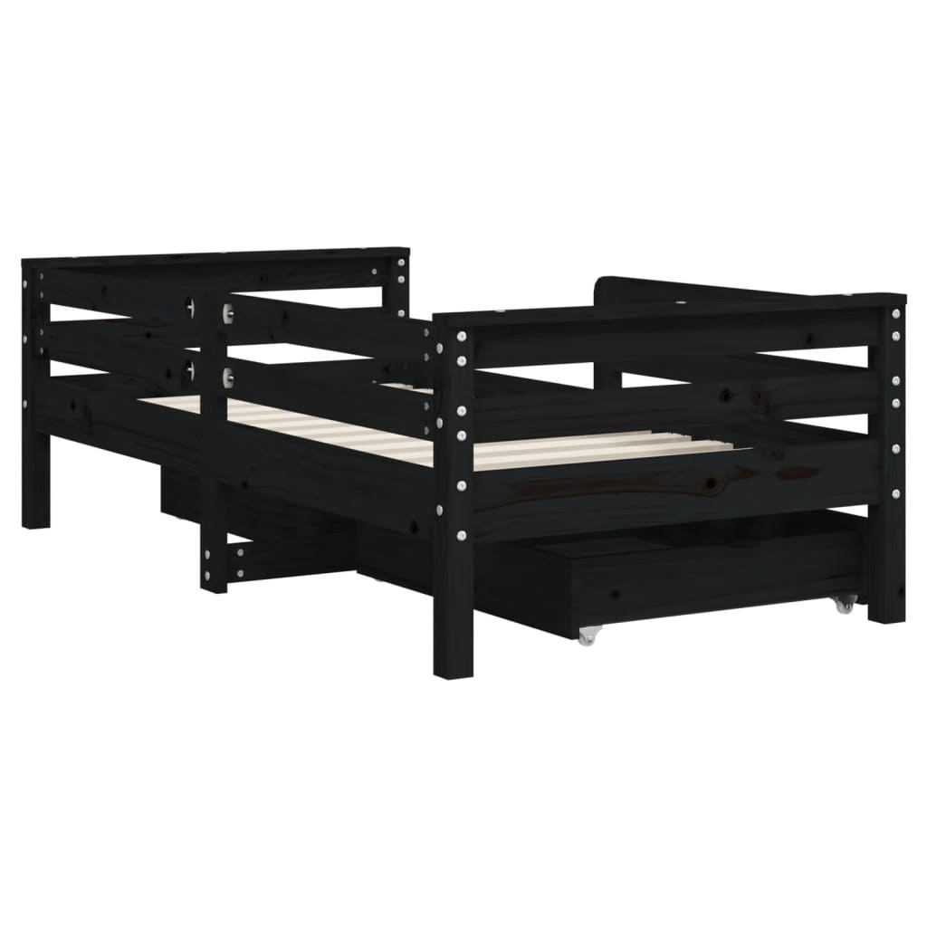 Kinderbedframe met lades 80x200 cm massief grenenhout