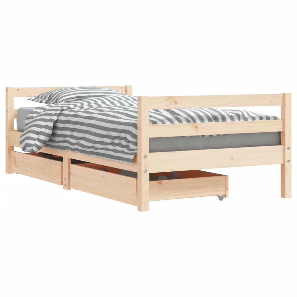 Kinderbedframe met lades 80x200 cm massief grenenhout