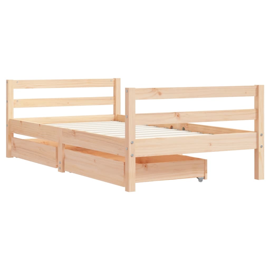 Kinderbedframe met lades 80x200 cm massief grenenhout