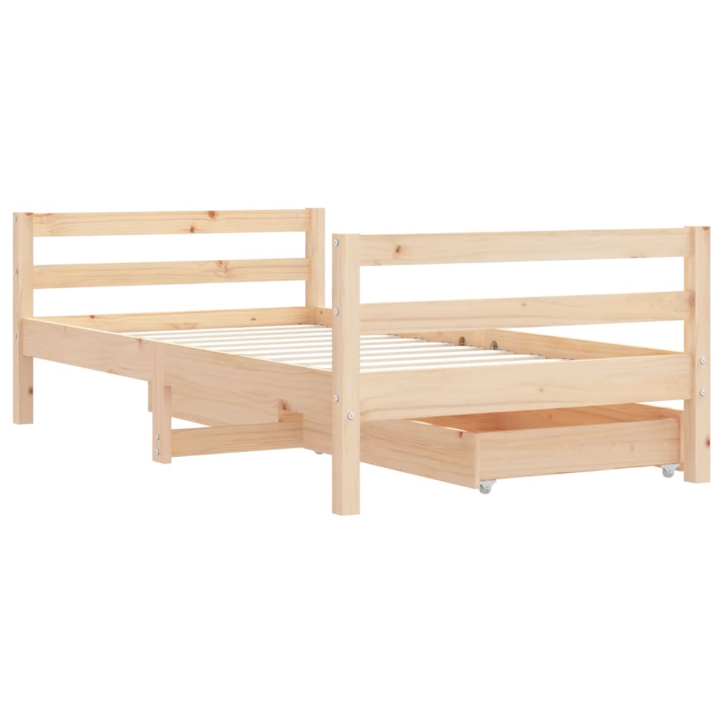 Kinderbedframe met lades 80x200 cm massief grenenhout