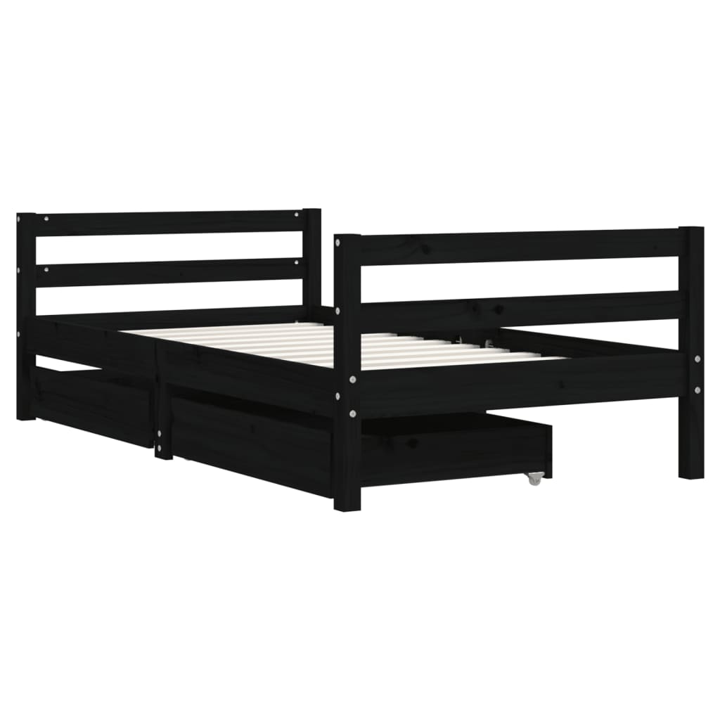 Kinderbedframe met lades 80x200 cm massief grenenhout