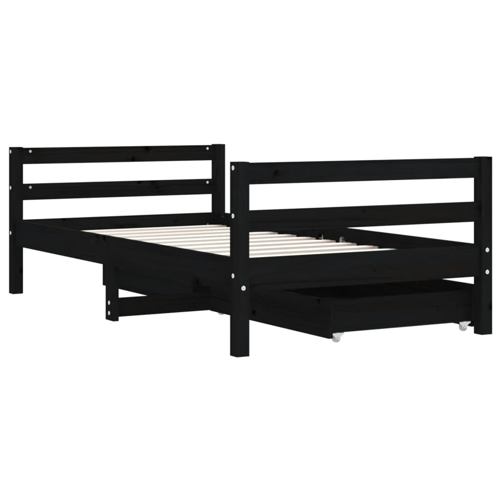 Kinderbedframe met lades 80x200 cm massief grenenhout