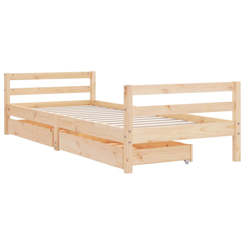 Kinderbedframe met lades 80x200 cm massief grenenhout