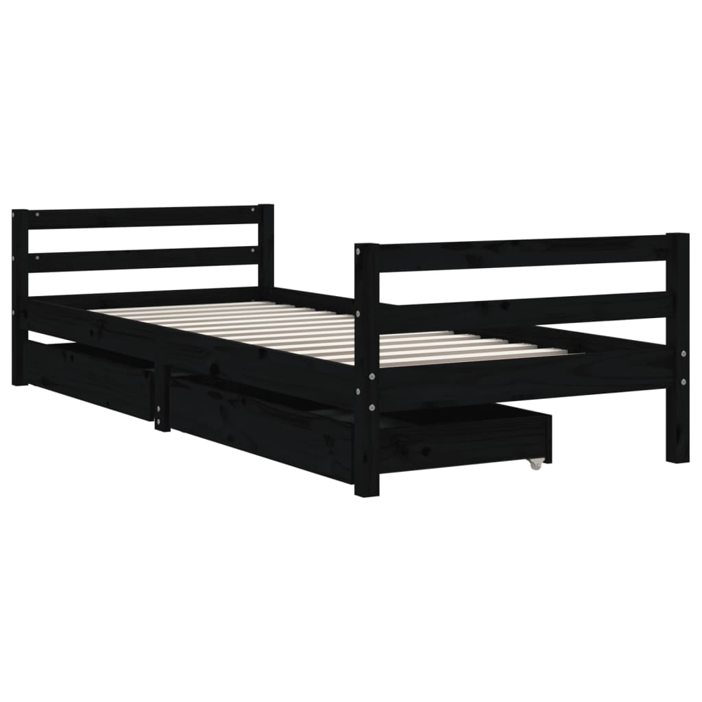 Kinderbedframe met lades 80x200 cm massief grenenhout