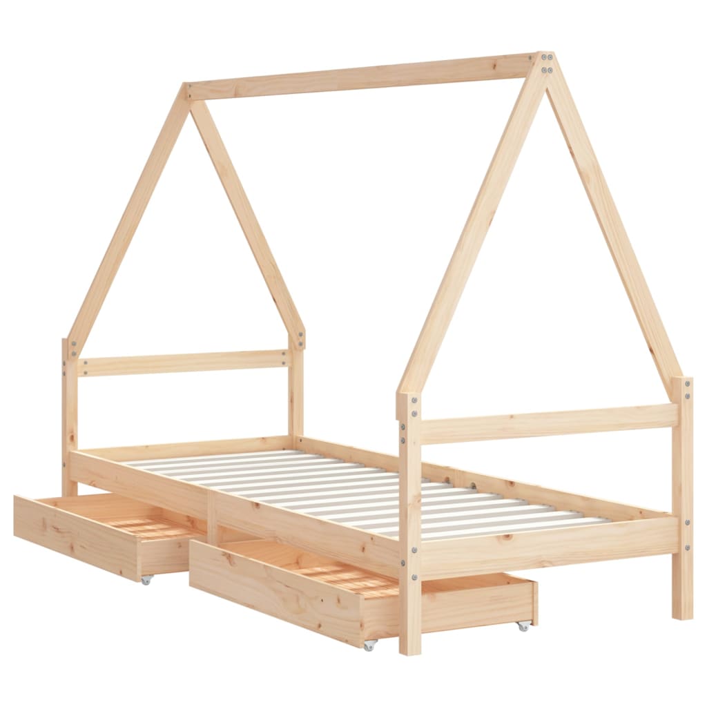 Kinderbedframe met lades 80x160 cm massief grenenhout