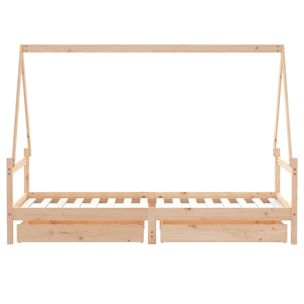 Kinderbedframe met lades 80x160 cm massief grenenhout